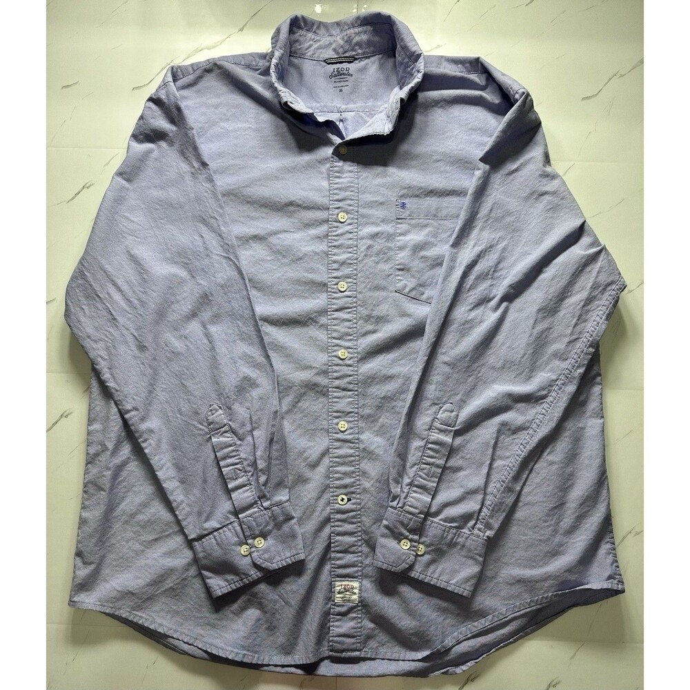 IZOD Saltwater Men’s Relaxed Long Sleeve Button Up  XL Blue Purple